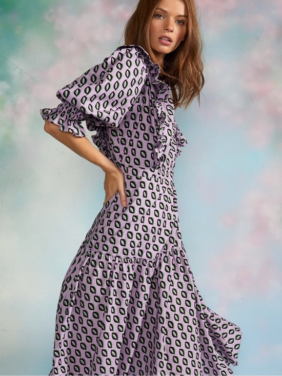 Cynthia Rowley Dresses & Skirts - Cynthia Rowley Campbell Geometric Midi Ruffle Dress Size 4